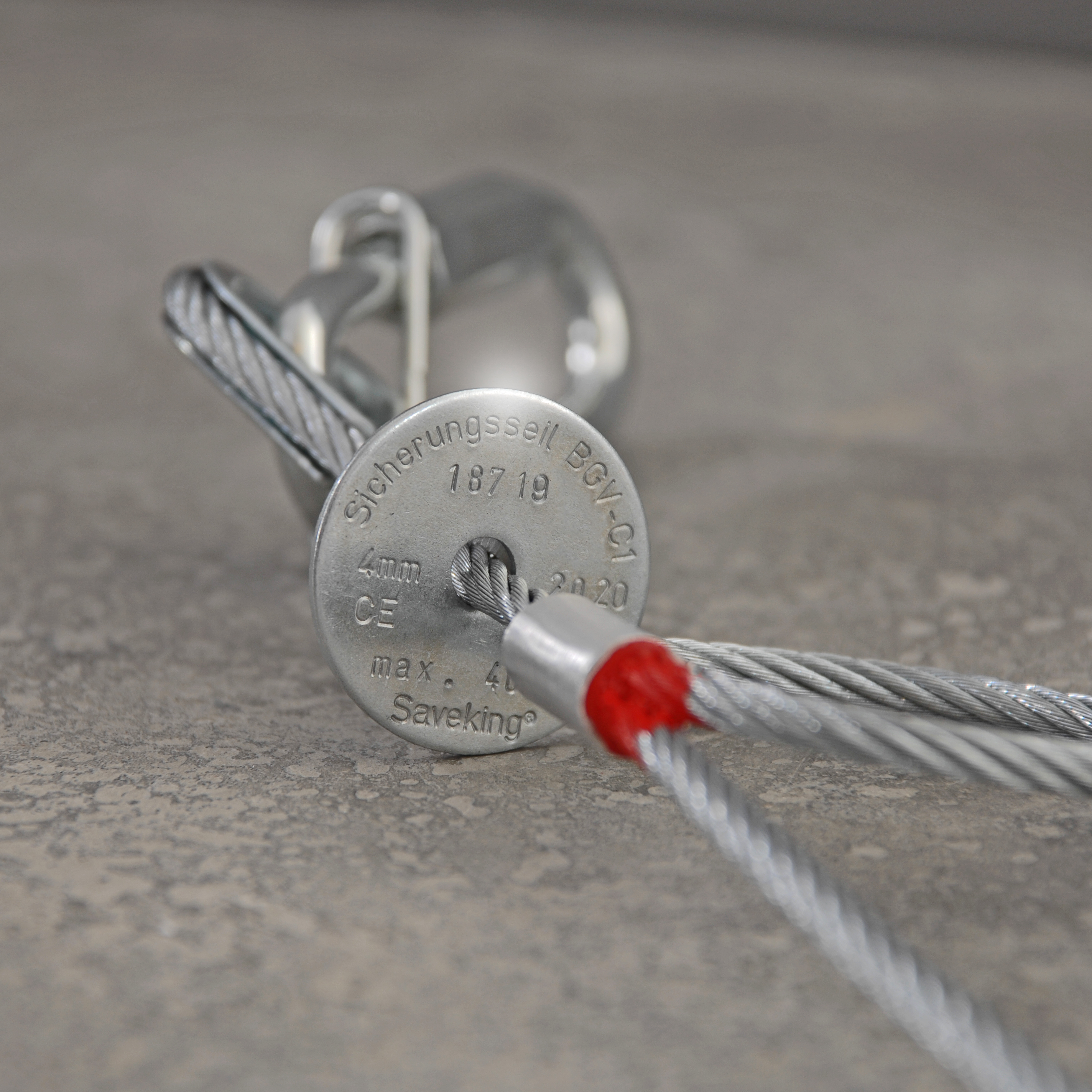 Saveking® Sicherungsseil nach BGV-C1 (3mm / 60cm / 20kg) silber 3