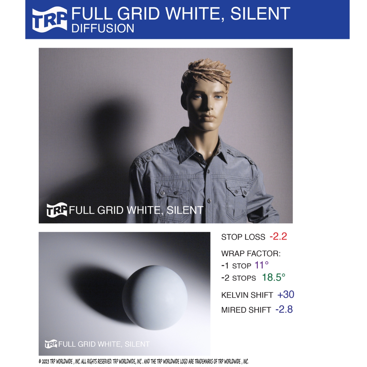 TRP 20´ x 40´ (609x1218cm) Grid Cloth Full, White (Silent) 3
