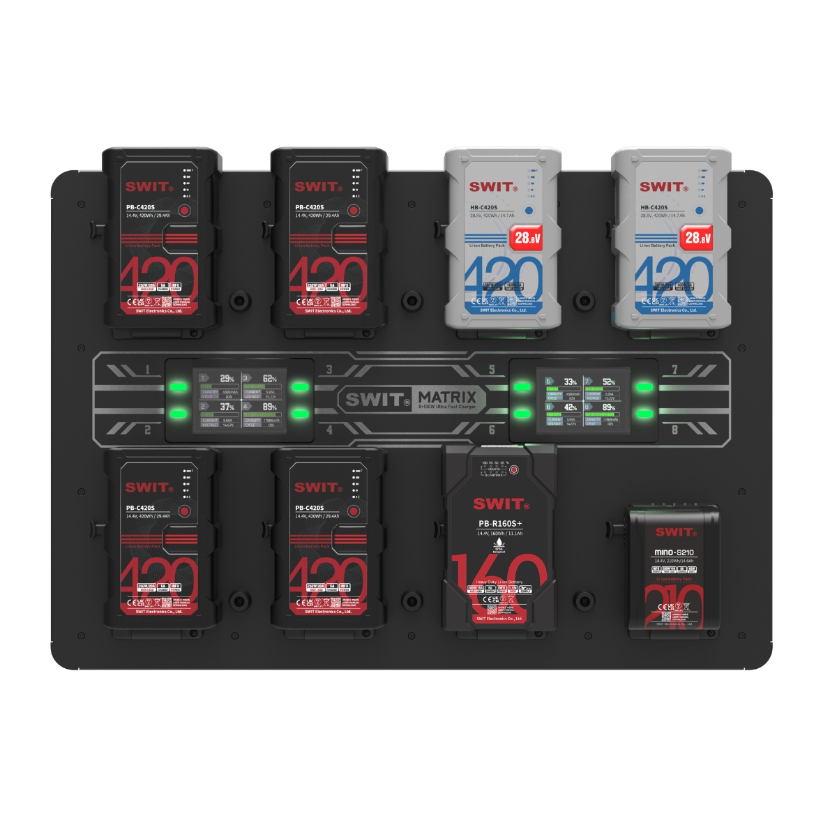 SWIT MATRIX-S8  8×100W Ultra-fast V-Mount Wandladegeräte
