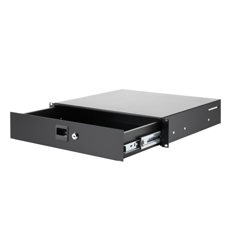 Rackschublade 19" 2HE mit Schloss 2