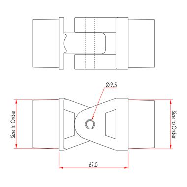Doughty T58753 Scharnierkopf, alu poliert silber 2
