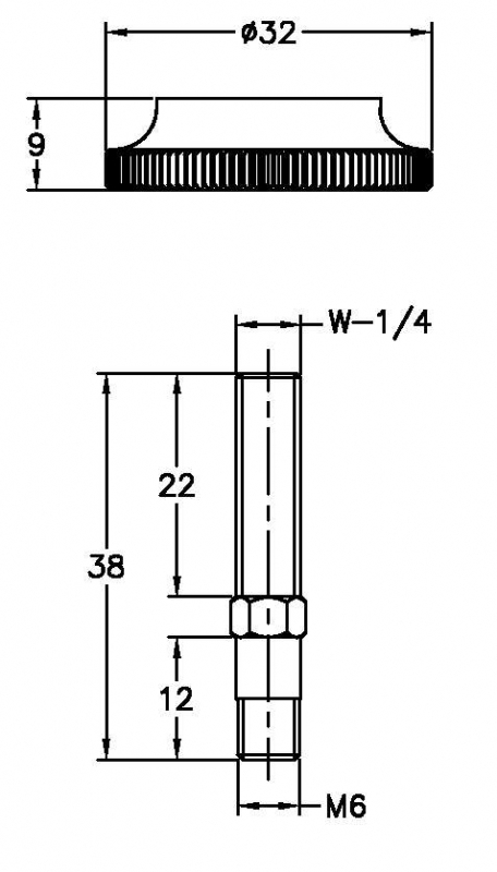 Noga Ext. M6 x 1/4 W-L28 + Locking Nut 3