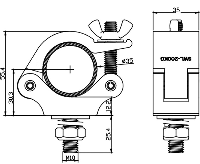 Duratruss DT Jr Clamp Pro - 32-35mm -200kg