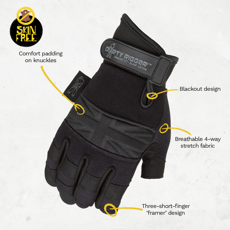 Dirty Rigger Comfort Fit™ Rigger Glove – BLACK Edition - Framer