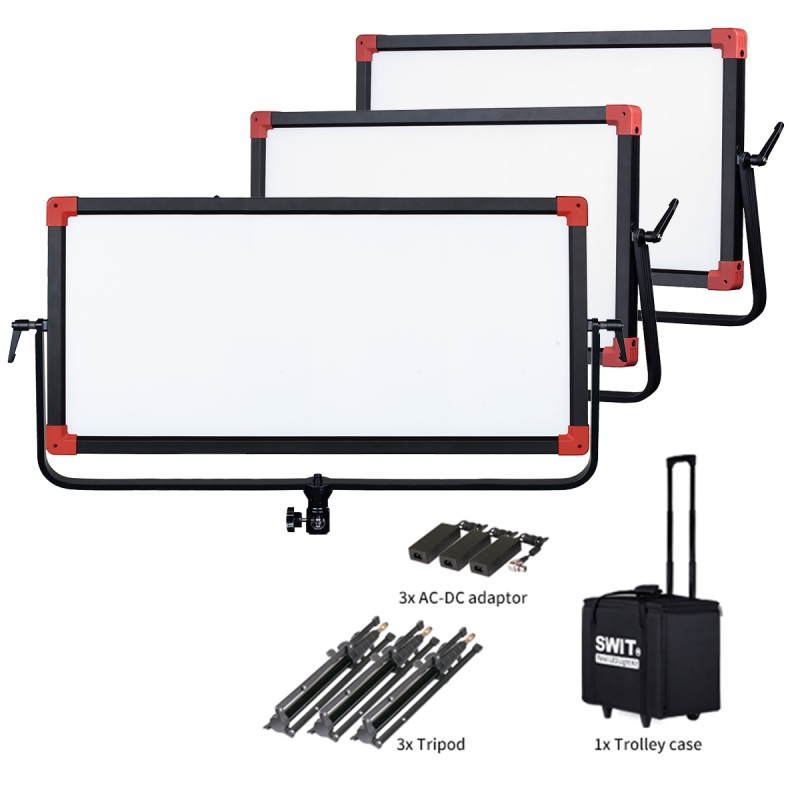 SWIT PL-E90D 3KIT Set aus: 3x90W LED Softlight, 2200lx, V-Mount, DMX SWIT PL-E90D 3KIT Set aus: 3x90W LED Softlight, 2200lx, V-Mount, DMX