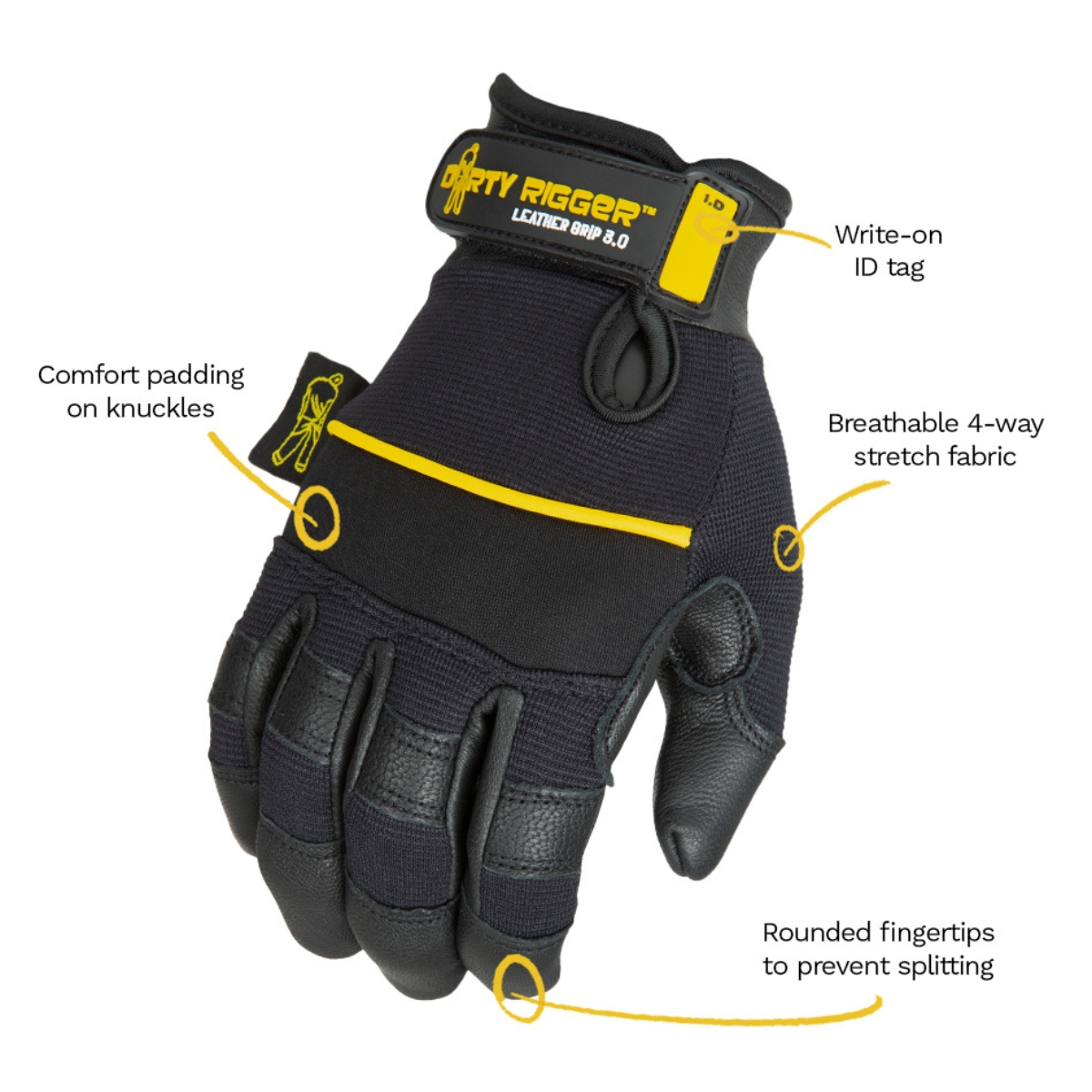 Dirty Rigger Leather Grip ™ 3.0 Glove – Full Fingered 2