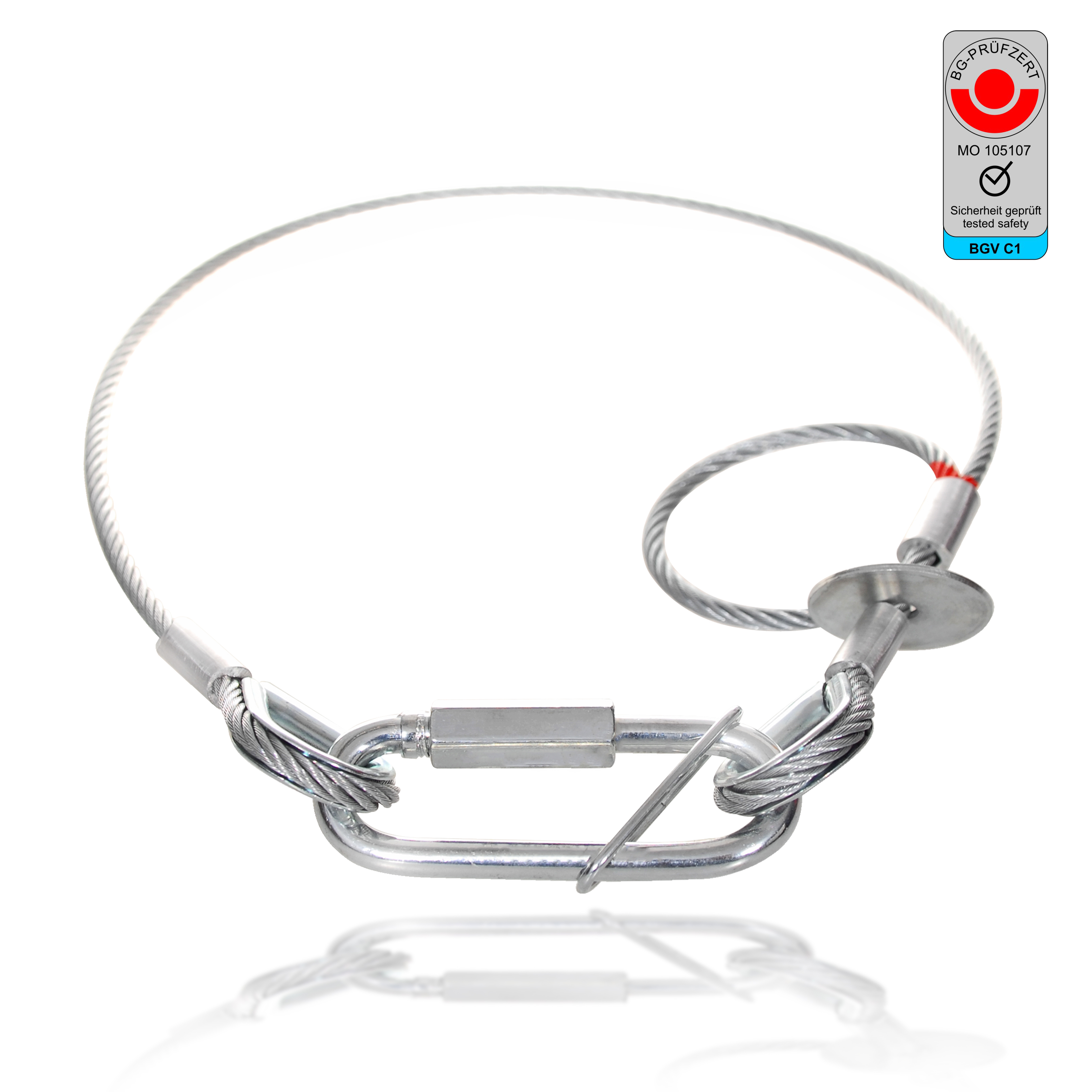 Saveking® Sicherungsseil nach BGV-C1 (3mm / 60cm / 20kg) silber